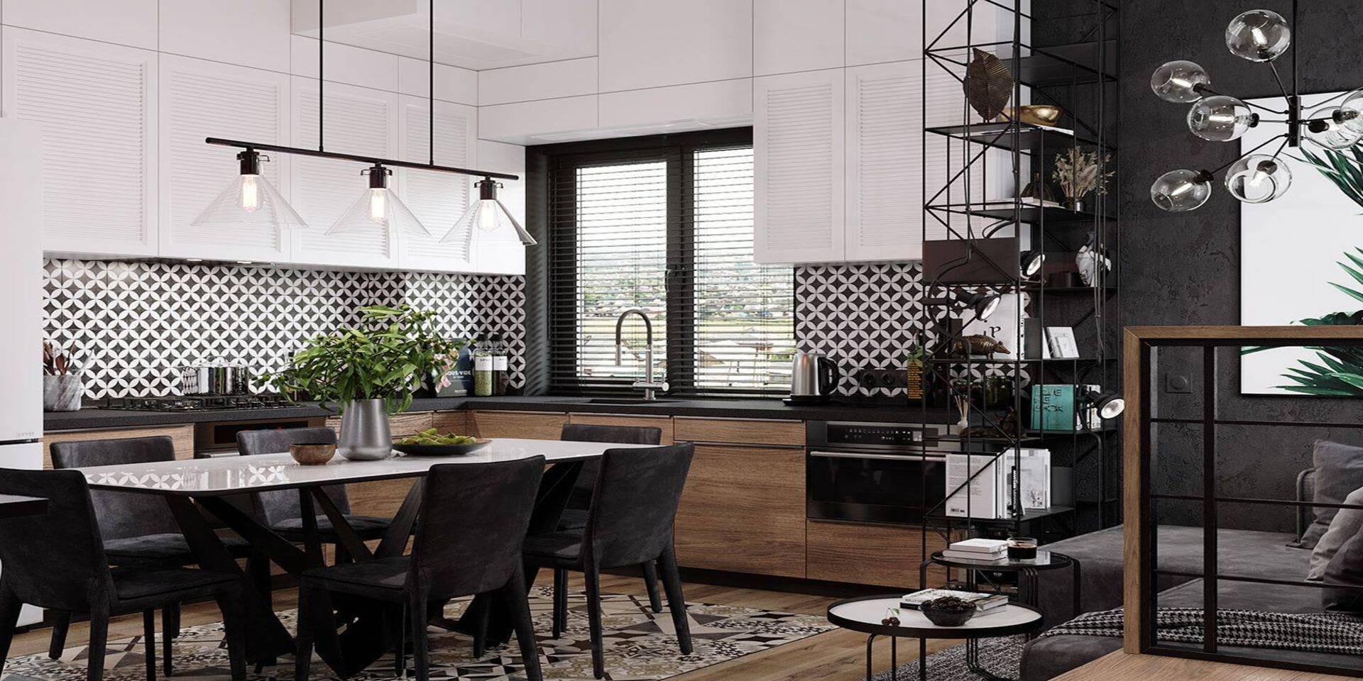 3d interior rendering of kitchen