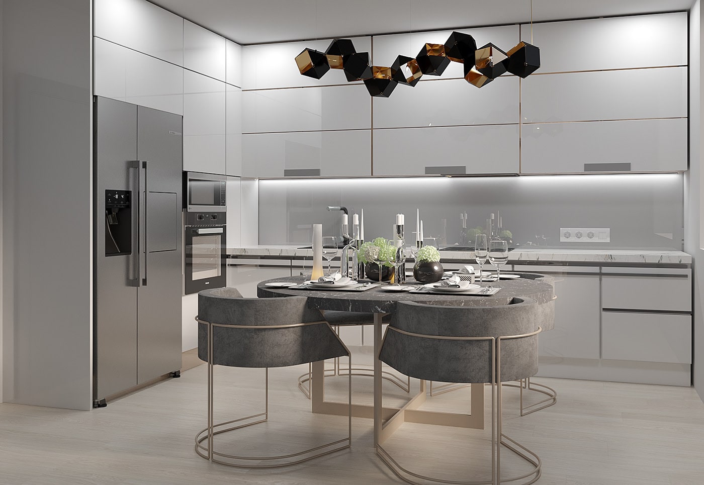 3d interior kitchen rendering