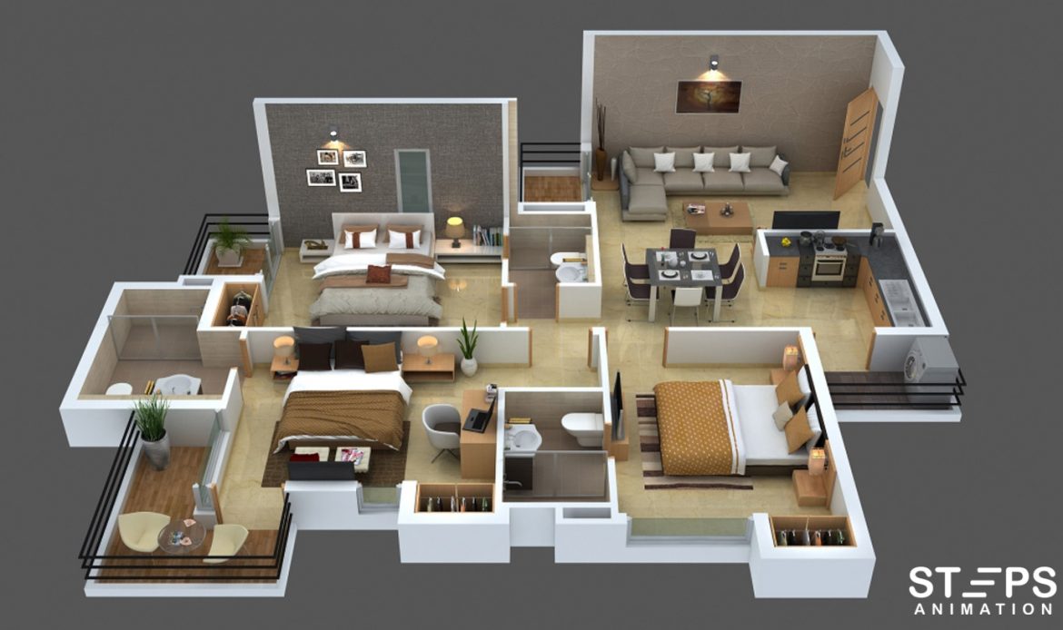 3D Interactive Floor Plans StepsAnimation