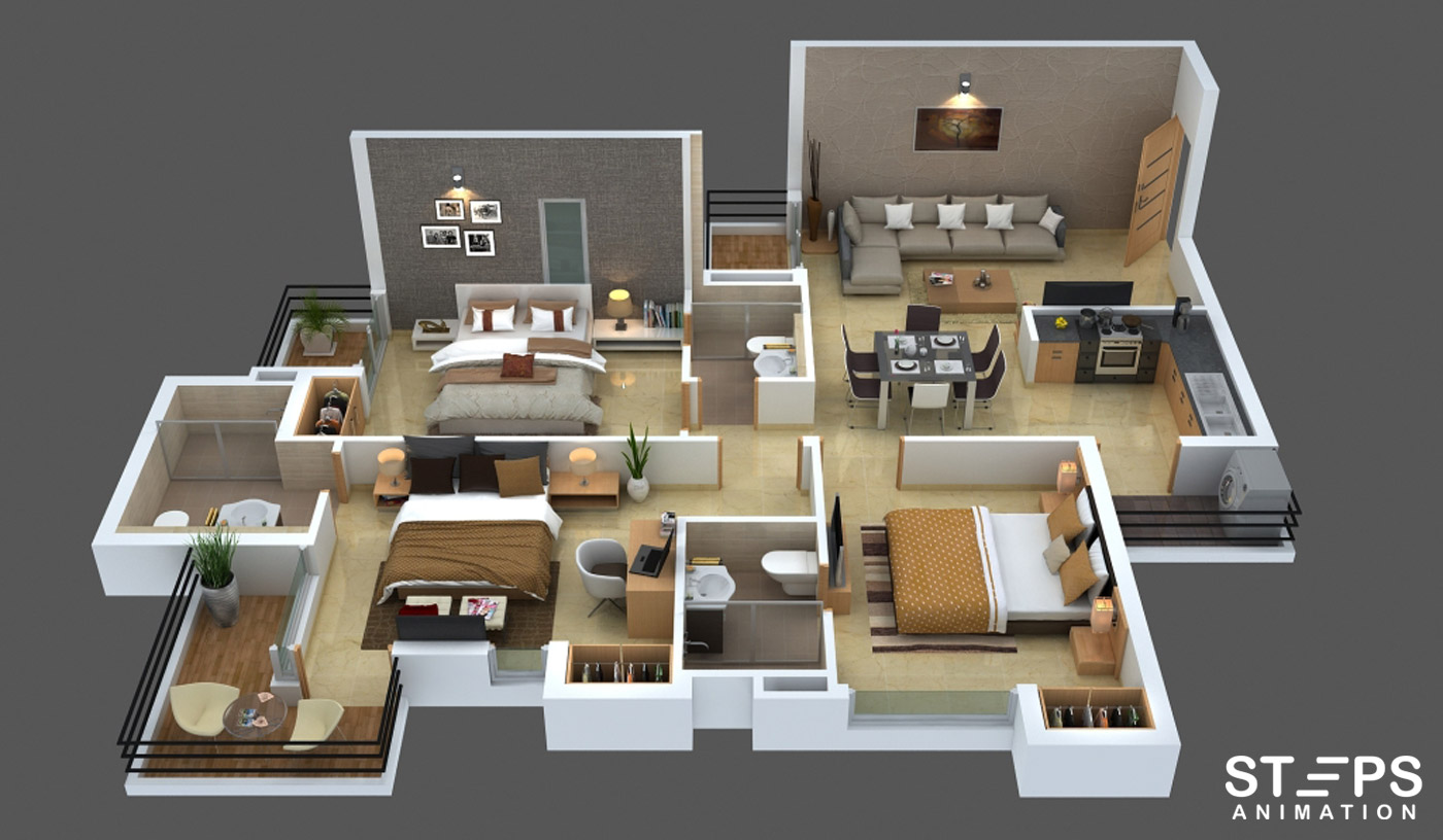 3D Interactive Floor Plans StepsAnimation