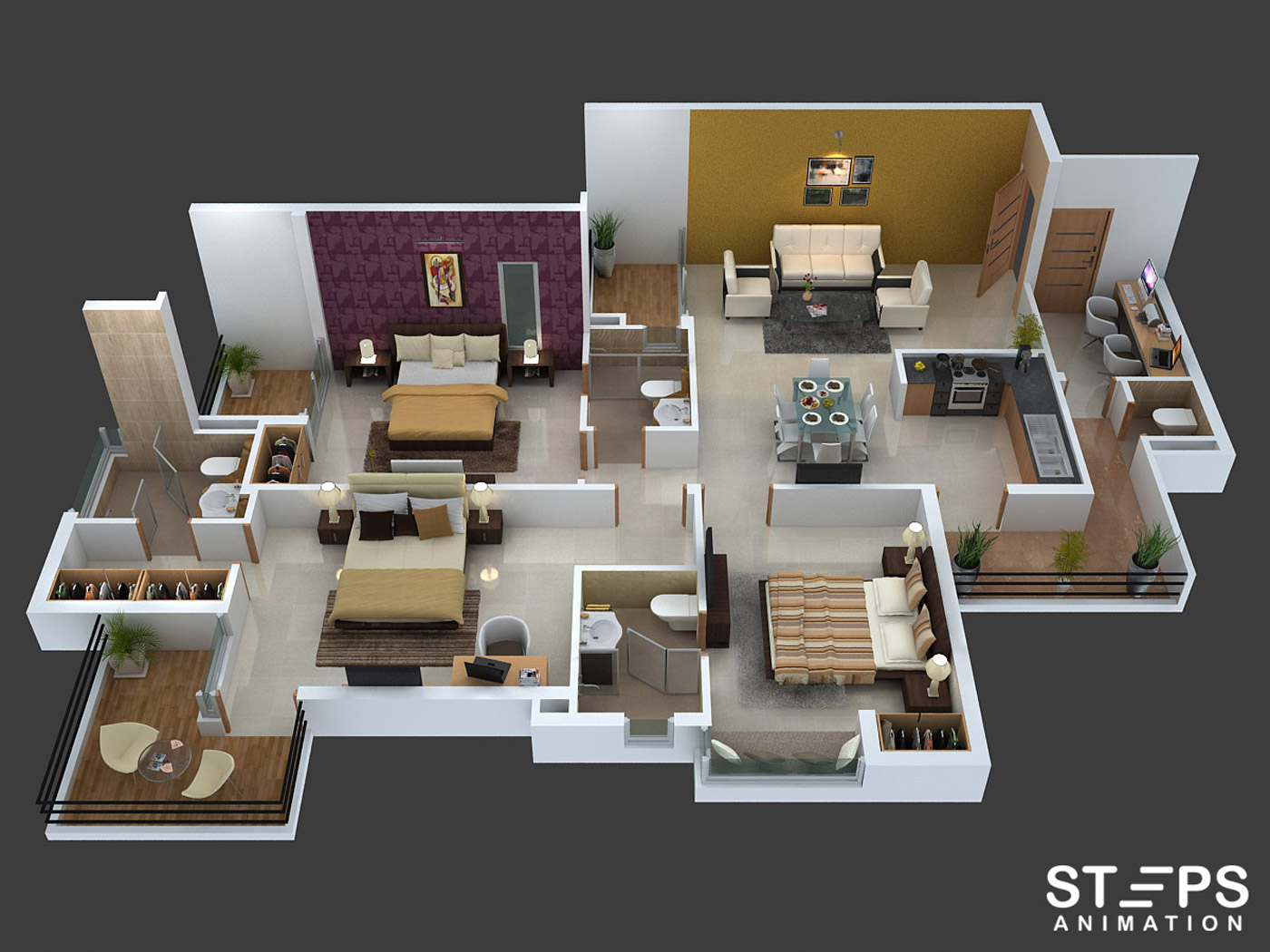 Floorplan 3D Home StepsAnimation